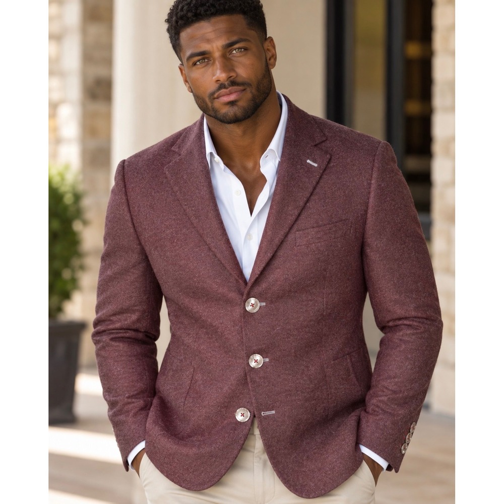 Richards Bespoke Men's Wool Sport Coat Blazer Custom-fit Tailored EUC